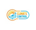 Climate control, thermometer, sun and snowflake, logo design. Plumbing, heating and cooling, vector design