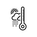 Black line icon for Climate, rainy and fahrenheit