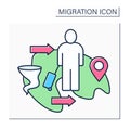 Climate migration color icon