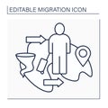 Climate migration line icon