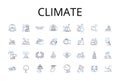 Climate line icons collection. Environment, Atmosphere, Weather, Temperature, Ecology, Biosphere, Ecosystem vector and