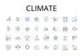 Climate line icons collection. Environment, Atmosphere, Weather, Temperature, Ecology, Biosphere, Ecosystem vector and