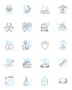 Climate policy linear icons set. Emissions, Sustainability, Mitigation, Adaptation, Carbon, Renewable, Reduction line