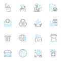 Climate policy linear icons set. Emissions, Sustainability, Mitigation, Adaptation, Carbon, Renewable, Reduction line