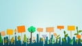 Climate protest with diverse crowd and banners, activism, environmental justice Royalty Free Stock Photo