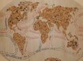 Climate and streams in Europe, Asia, Africa and Australia old map. map of world currents on a tree Royalty Free Stock Photo