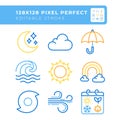 Climate two color line icons set