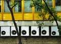 Climate units in a row mounted onto a building Royalty Free Stock Photo