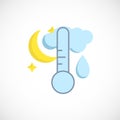 Modern flat forecast icon of a night rainy weather on white.