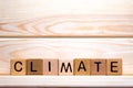 Climate word concept. The word Climate on wooden cubes. Climate change in progress. Ecology problems. Climate control Royalty Free Stock Photo