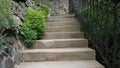 Climb the stairway in the city park.