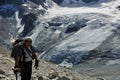 Climber above the Tiefmatten glacier