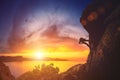 Climber against sunset Royalty Free Stock Photo