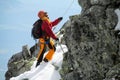 Climber on alpinist route Royalty Free Stock Photo