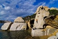 Climber bouldering in Sardinia Royalty Free Stock Photo