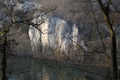 Climber at Danube breakthrough at Monastery Weltenburg in Kehlheim, Bavaria, Germany