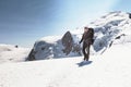 Climber descends after climbing Mont Blanc Royalty Free Stock Photo