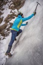 Climber on a frozen waterfall