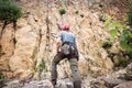 Climber Getting Ready For Rock Climbing Royalty Free Stock Photo