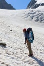 Climber girl hiking in mountains Royalty Free Stock Photo