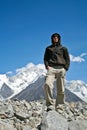 Climber in high mountains