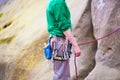 Climber insures partner. Royalty Free Stock Photo