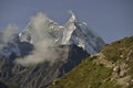 Climber on Khumbu Valley. Himalaya, Nepal. Royalty Free Stock Photo