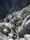 Climber at Kopftorlgrat mountain, Tyrol, Austria