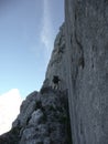 Climber at Kopftorlgrat mountain, Tyrol, Austria