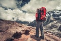 The climber next to Everest base camp. Nepal.