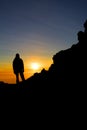 Climber at Merapi volcano summit, Java.