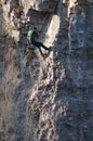 Climber in the Natural Park of the Mountains and Canyons of Guara.