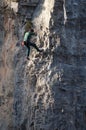 Climber in the Natural Park of the Mountains and Canyons of Guara.