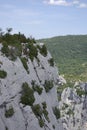 A climber on the overhanging walls of Verdon, France.