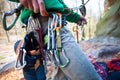 Climber partner insures. Royalty Free Stock Photo
