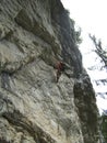 Climber at Postalmklamm via ferrata in Austria Royalty Free Stock Photo