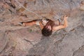 Climber preparing to the next move on his way Royalty Free Stock Photo