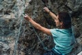 Climber with rope and quickdraw Royalty Free Stock Photo