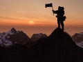 Climber silhouette and mountain Royalty Free Stock Photo