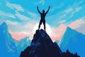 climber silhouette stand on big mountain Royalty Free Stock Photo