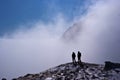 Climber silhouettes in mountains