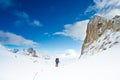Climber in the snowy mountain