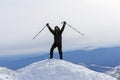 Climber triumphs on the top of the mountain Royalty Free Stock Photo