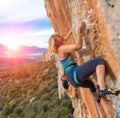 Climber Trying to keep Hold in last Effort to avoid deep fall down Royalty Free Stock Photo