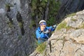 Climber on via ferrata Royalty Free Stock Photo