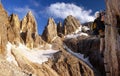 Climber on via ferrata or klettersteig in Italy Royalty Free Stock Photo