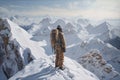 Climber winter mountains. Generate Ai