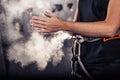 Climber woman getting ready for training Royalty Free Stock Photo