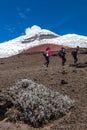 Climbers ascend to the refuge of Cotopaxi