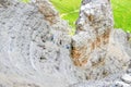 Climbers ascending Sass Pordoi mountain massif, Dolomites Alps, Italy. Royalty Free Stock Photo